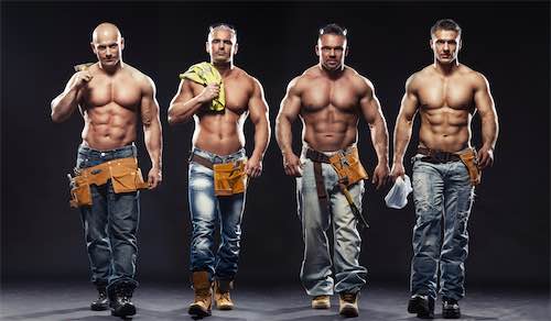 A crew of construction workers who are ripped